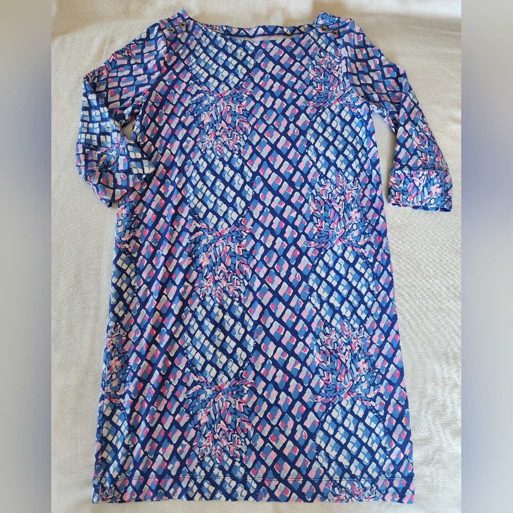 Lilly Pulitzer Girl's Mini Sophie Dress Size Large 8-10 Pink Blue Pineapple